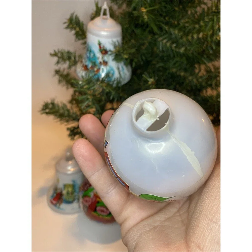 Vintage Christmas Tree Ornament Santa Express Train Elves Sleigh Deer Ball Bell